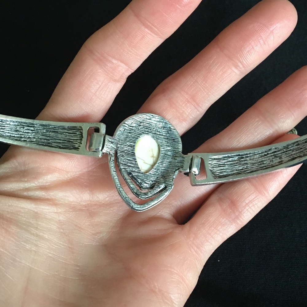 Faux White Turquoise Silver Tone Bracelet - Picture 4 of 9